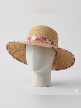 Collection Eighteen Floppy Garden Sun Hat | Foldable Travel Hat with Floral Trim
